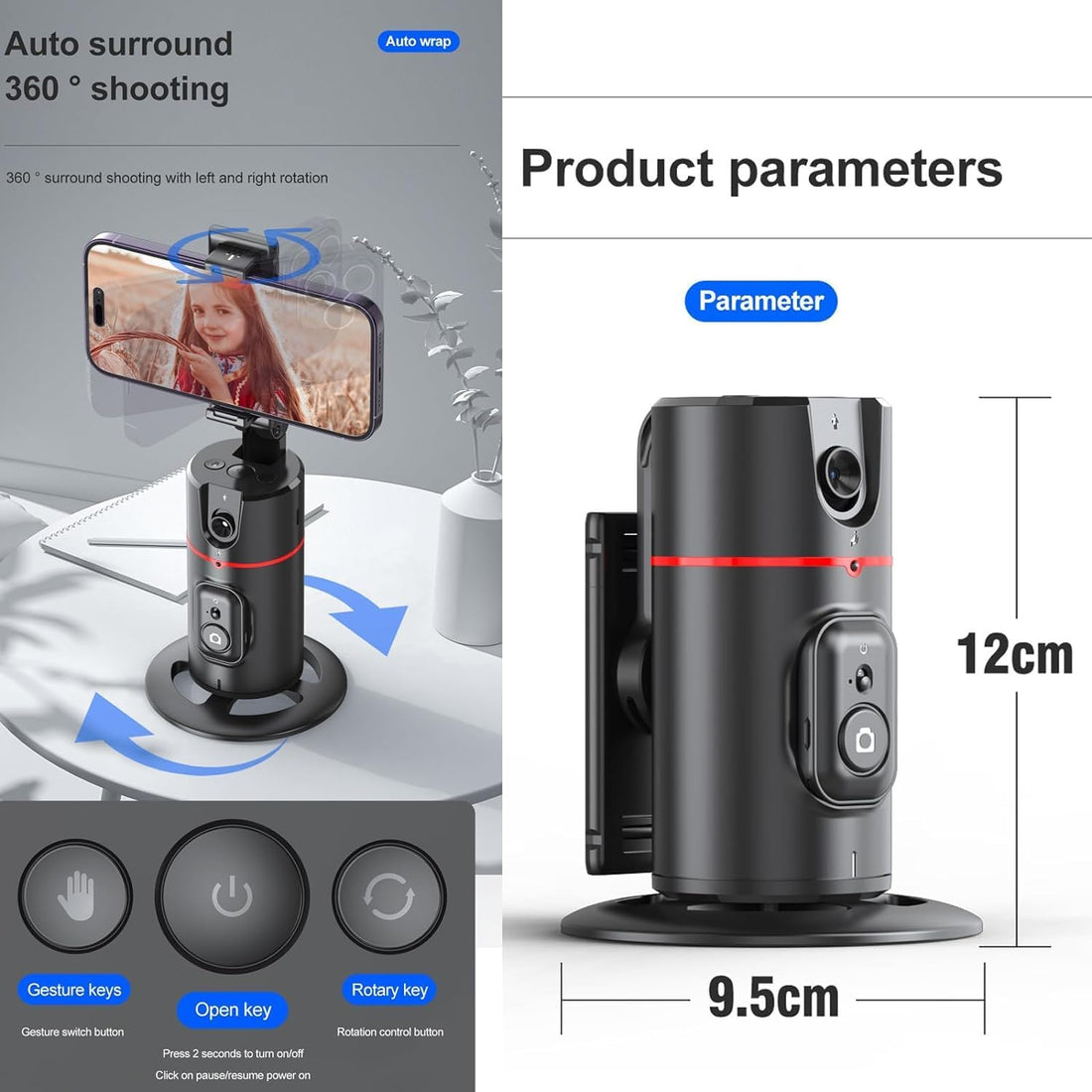Auto Face Tracking Tripod – Smart 360° AI Tracking Stand