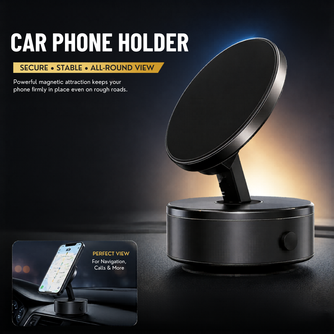 Magnetic Suction Car Phone Mount – Strong & Secure Hold